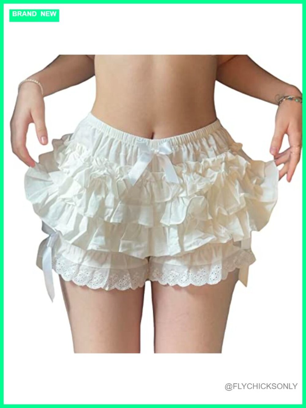 RUEWEY Women's Lolita Bloomers Ruffle Lace Trim Pumpkin Pants Victorian